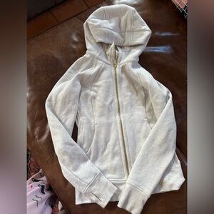 Lululemon 6 oatmeal grey Gray Zip-Up Hoodie with gold accents